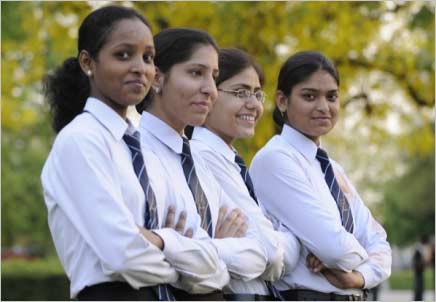 Graduating girls from an international school in India.