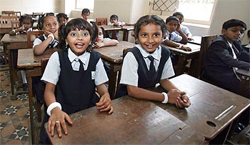 School children in a Mumbai suburb.