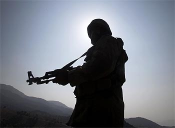 A Pakistani soldier participates in an operation organised by the army in South Waziristan