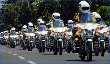 The Mumbai police's newly acquired motorcycles
