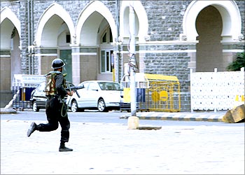 A commando outside Taj hotel during the attacks