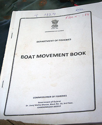 The Boat Movement Book issued by the fisheries commissioner to all the tandels in Jakhau.