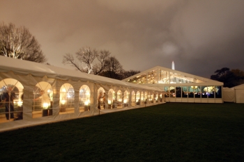 The giant tent on South Lawn for the state dinner