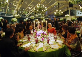 A general view of the tables and guests during the state dinner
