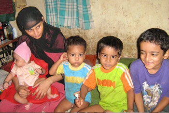 Moumina Khatoon and her four children. Her husband Umar was a taxi driver who died on 26/11.