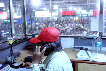 Anand Meshram inside the announcers cabin