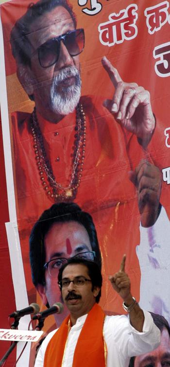 Shiv Sena Working President Uddhav Thackeray addresses a rally