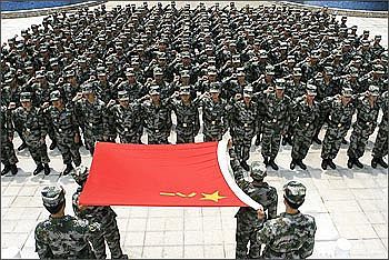 Chinese soldiers at a parade