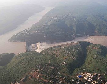 Aerial photograph of the Srisalam Dam
