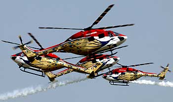 Advanced light helicopters display team Sarang gives a stunning performance