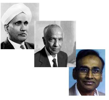 From top: Sir C V Raman, Dr S Chandrasekhar and Dr Venkataraman Ramakrishnan.