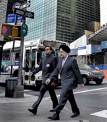 Tharoor with India's Permanent Representative to the UN Hardeep Singh Puri