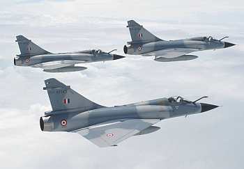 Formation of three Mirage 2000s from Gwalior