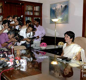 Foreign Secretary Nirupama Rao on her first day in office in New Delhi on August 1