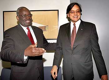 Tharoor with UN Under Secretary General Ibrahim Gambari at the UN