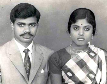 An archival photo of a young YSR with his wife