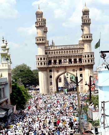 A view from the Mecca Masjid street in Hyderabad