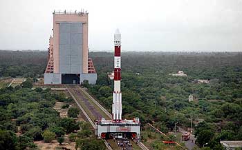 PSLV-C11 on its way to the launchpad