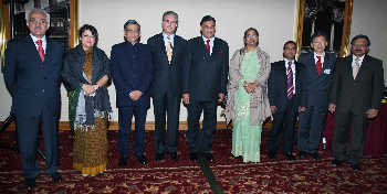 SAARC council of ministers and the SAARC secretary general Silkanta Sharma (extreme right) at the dinner