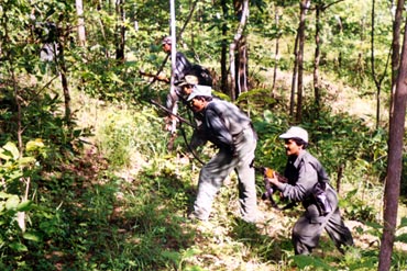 Naxalites in a Chhattisgarh jungle. The Naxal trouble in the state began in the mid 1980s.
