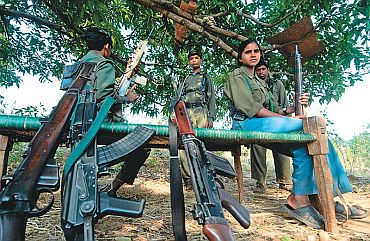 Naxals with their weapons