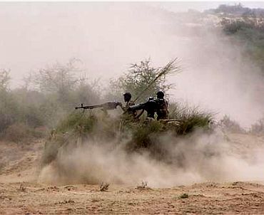 Pakistan troops in action