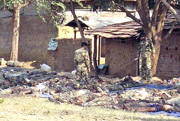 The bodies of CRPF personnel killed in the Dantewada massacre