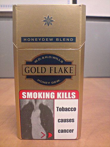 A pictoral warning on a cigarette packet