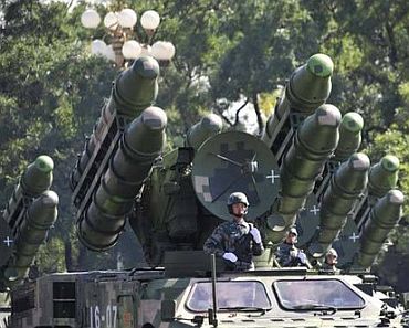 Chinese long range missile on display during a military parade