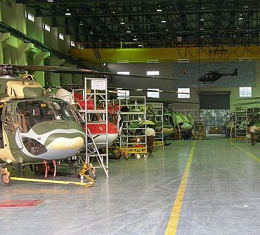 Dhruv production line at Hindustan Aeronautics Limited, Bangalore