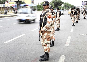Rangers stand guard on high alert in Karachi