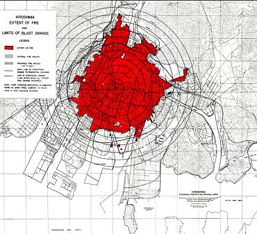 Map of Blast and Fire Damage to Hiroshima