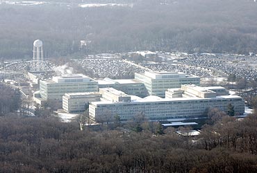 An aerial view of the US Central Intelligence Agency (CIA) headquarters in Langley, Virginia