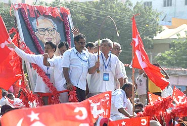 CPI-M Politburo member Sitaram Yechury at the Vijayawada rally