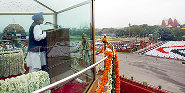 Prime Minister Manmohan Singh at the Red Fort