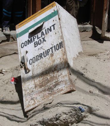 A complaint box that was destroyed during the cloudburst in Leh
