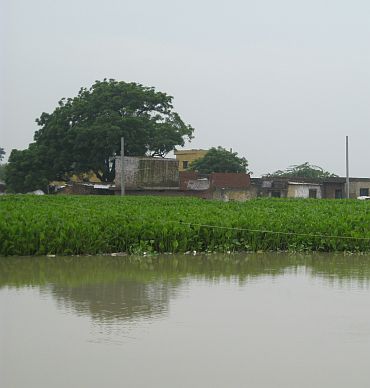 A flooded Asmanpur village