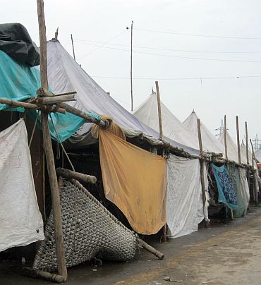 Makeshift camps for flood victims