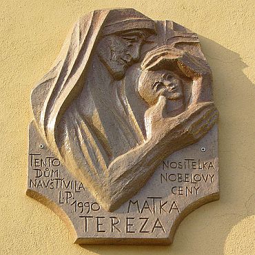 Memorial plaque dedicated to Mother Teresa in the Czech Republic