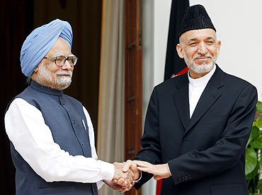 Dr Singh with Afghanistan President Hamid Karzai