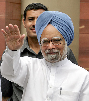 Dr Singh arrives in Parliament on the opening day of the Budget session, July 2, 2009