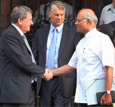 File photo shows Holbrooke with SS Menon in New Delhi