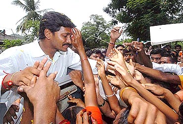 Jaganmohan Reddy with his supporters