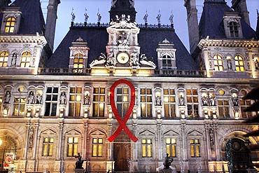 City Hall, Paris, on World AIDS Day, December 1, 2010