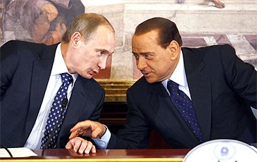 Italy Prime Minister Silvio Berlusconi with Russian Prime Minister Vladimir Putin