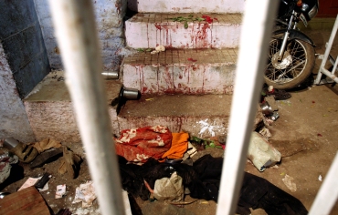 A blast victim's belongings lie at the blast site inside a mosque in Malegaon