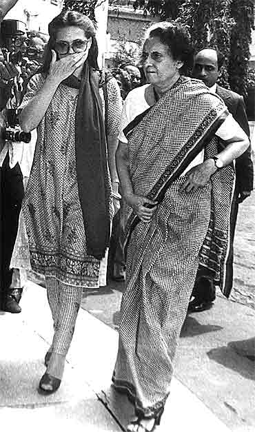 Sonia Gandhi with her mother-in-law, Indira Gandhi.
