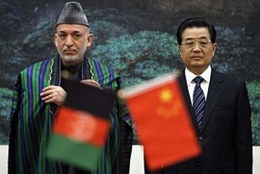 Afghan President with Chinese President Hu Jintao