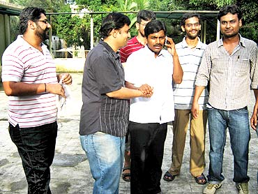 Udaya Kumar with Anubhav Kaviratna (left) and other friends at IIT-Bombay, July 15