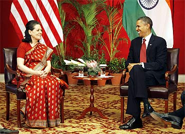 Sonia Gandhi with US President Barack Obama